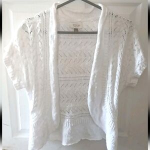 Sonoma Life+Style - Women's White Crochet Open Front Large Shrug/Bolero